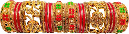 Alloy Zircon, Beads Gold-plated Bangle Set  (Pack of 5)