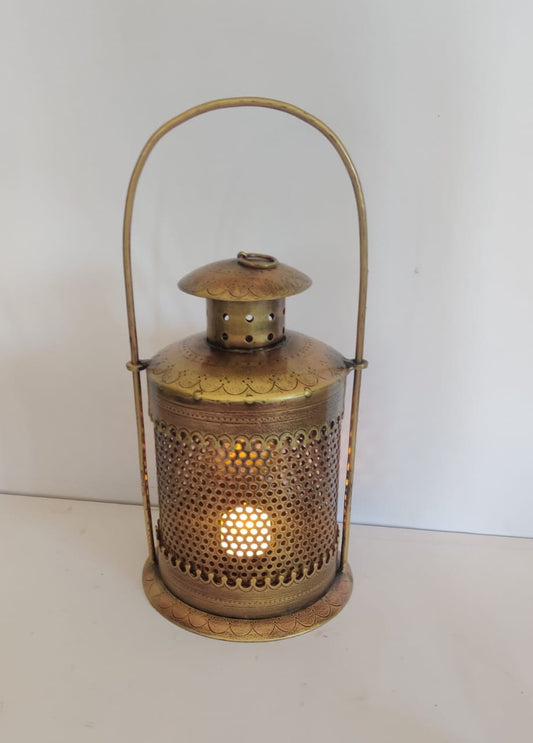 Golden Finish Iron Tea Light Lantern