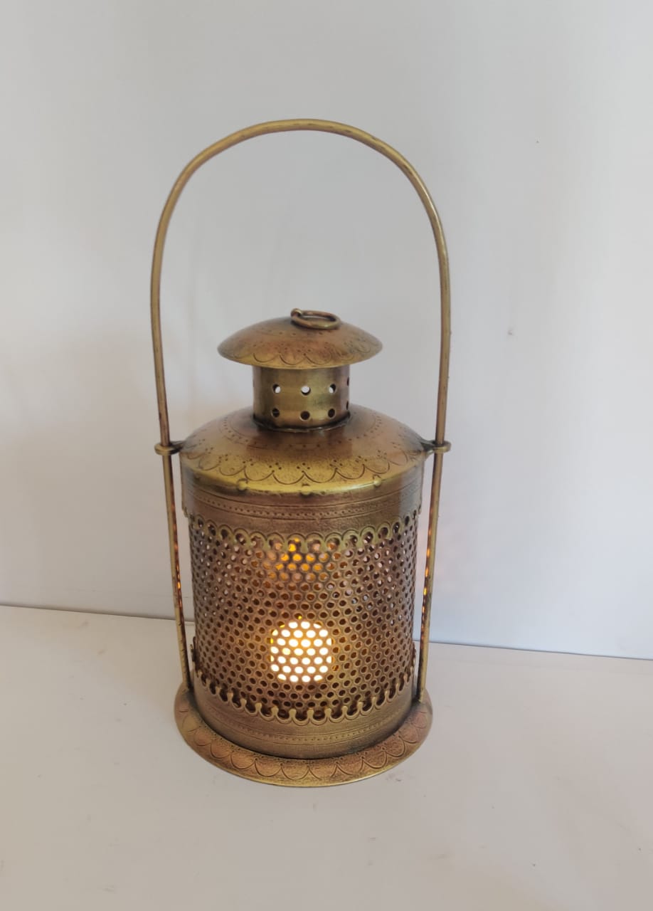 Golden Finish Iron Tea Light Lantern
