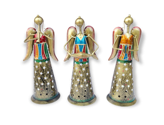 13" Inches Trio Multi Colored Dress Angels Tea Light