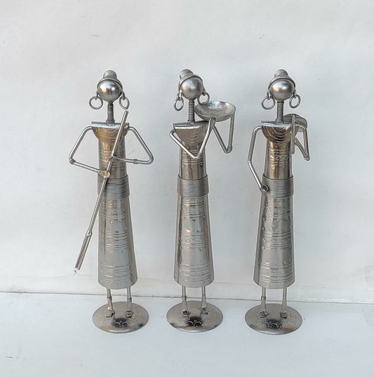 Iron Crafted Three Ladies Worker Sculptues (SET OF 3)